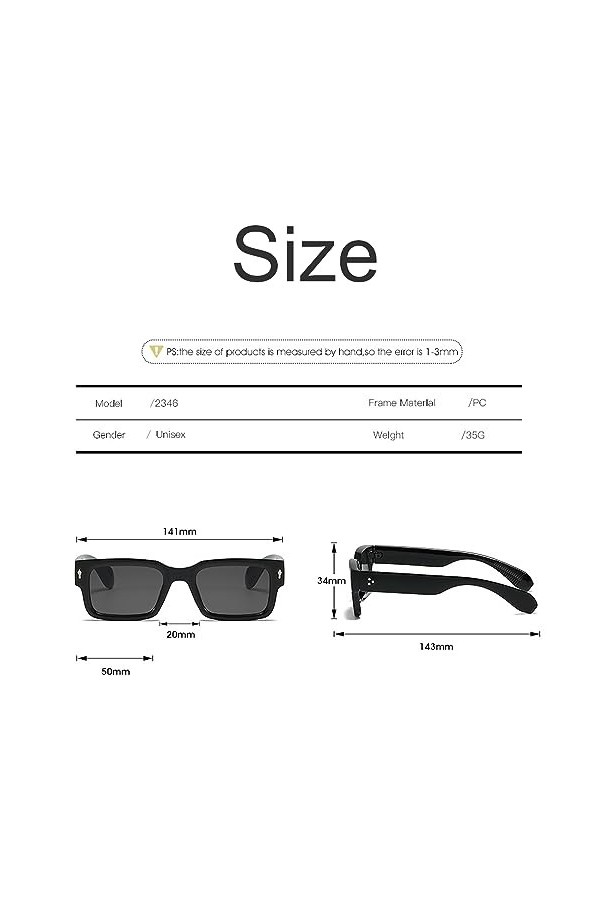 Manqyi 2 Paires Lunette de Soleil pour Femme, Lunettes de Soleil Carrées Vintage, Filles Mode Rétro Lunettes Carrées, Hommes 