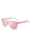 JIM HALO Lunettes de Soleil Rétro Polarisé Réfléchissant Lunette Solaire Lentille Miroir Homme Femme Rose Transparente/Miroi