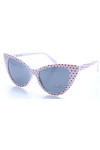 retroUV® - Polka Dot Oeil de Chat Femmes Mod Mode Super Cat Lunettes de Soleil Blanc Rouge-spots avec retroUV® Poche 