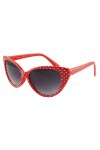 retroUV® - Polka Dot Oeil de Chat Femmes Mod Mode Super Cat Lunettes de Soleil Blanc Rouge-spots avec retroUV® Poche 