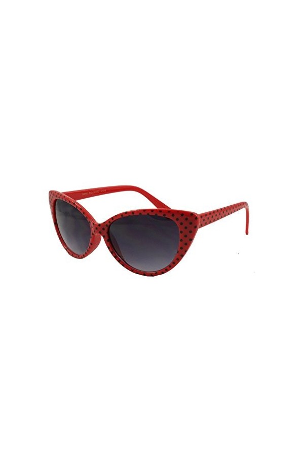 retroUV® - Polka Dot Oeil de Chat Femmes Mod Mode Super Cat Lunettes de Soleil Blanc Rouge-spots avec retroUV® Poche 