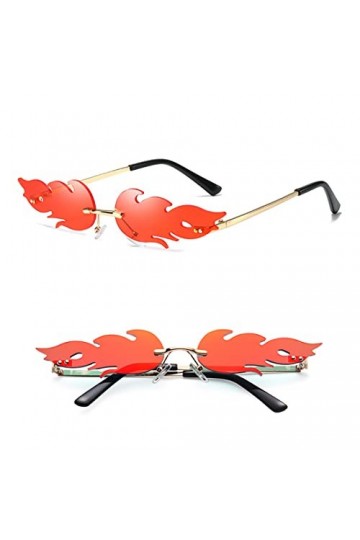 WJI 1 Pièces Lunette Festival,Lunette Fluo,Lunette Flamme Lunette De Soleil Flamme Sans Monture Nouveauté Accessoires Punk Fê