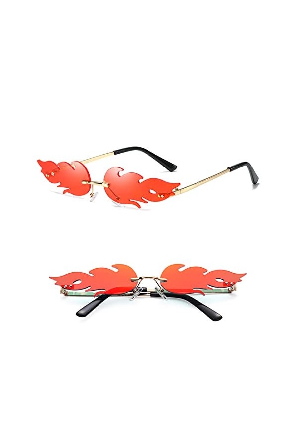 WJI 1 Pièces Lunette Festival,Lunette Fluo,Lunette Flamme Lunette De Soleil Flamme Sans Monture Nouveauté Accessoires Punk Fê