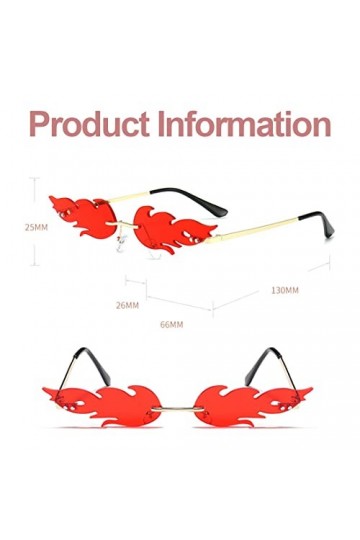 WJI 1 Pièces Lunette Festival,Lunette Fluo,Lunette Flamme Lunette De Soleil Flamme Sans Monture Nouveauté Accessoires Punk Fê