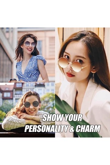 DGUSO 3 Pièces Lunettes de Soleil Classiques Rondes Polarisées, Lunette de Soleil Ronde Homme Femme, Lunettes Rondes, Retro V
