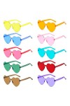 Aurasky 10 Paires Lunettes Coeur Hippie, Lunettes de Soleil Transparentes Multicolores sans Monture, Lunettes de Soleil Rétro
