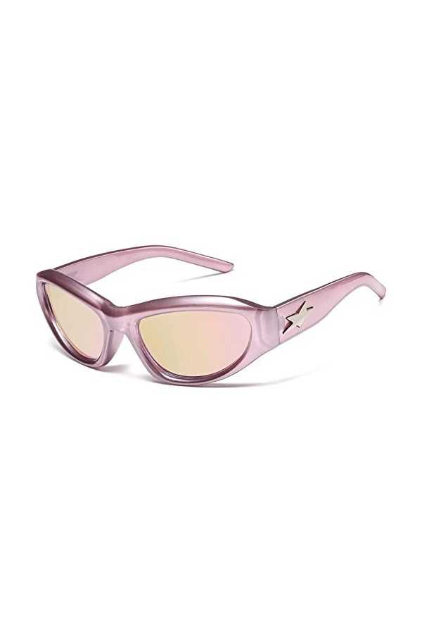 Wrap-around mode femmes lunettes de soleil réseau esthétique lunettes hommes tendance futuriste ovale lunettes de soleil Y2K 