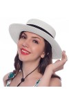 HEYANN Chapeau de Paille Femme été Panama, Unisexe Chapeau de Paille Chapeau de Soleil pour Hommes et Femmes Fedora de Paille