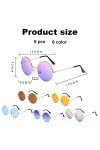 AAED 6 Paires Lunette Hippie,Lunettes de Soleil Rondes Hippie Lunettes,Lunettes de Soleil Homme Ronde,Lunettes Fantaisie,Lune
