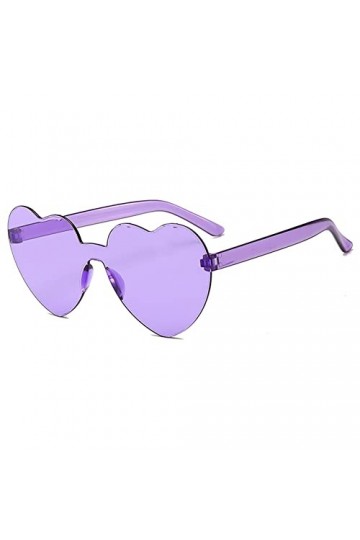 RUNHUIS Lunettes de soleil en forme de cœur sans bordure - Pour femme et fille, Violet, Taille unique