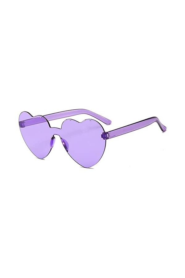 RUNHUIS Lunettes de soleil en forme de cœur sans bordure - Pour femme et fille, Violet, Taille unique