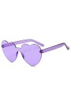 RUNHUIS Lunettes de soleil en forme de cœur sans bordure - Pour femme et fille, Violet, Taille unique