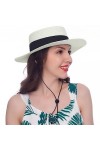 HEYANN Chapeau de Paille Femme été Panama, Unisexe Chapeau de Paille Chapeau de Soleil pour Hommes et Femmes Fedora de Paille