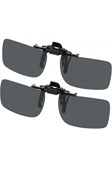Hifot Clip Solaire 2 pièce, Clip Lunettes de Soleil Polarisées, surlunettes de Soleil pour Hommes Femmes pour la Conduite et 