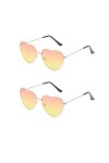 Lunettes De Soleil Coeur,2 PCS Lunettes Coeur Hippy Lunettes Hippie Monture En Métal Rétro Lunettes De Soleil Vintage Pour Fe