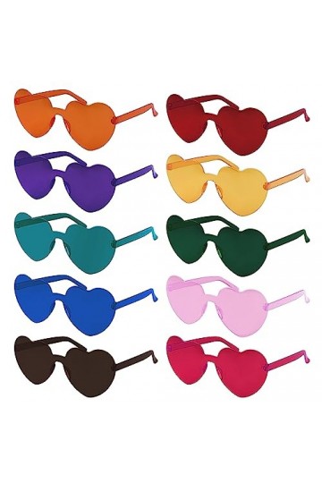 Mesybveo 10 Paires Lunettes de Soleil en Forme de Coeu, Lunettes Fête de Coeu en Forme, Lunette Coeur sans Monture, Lunette S