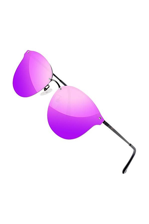 ATTCL Lunettes de soleil polarisées pour femme - Protection UV400 - Cadre vintage ultra léger - Violet - M