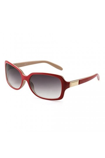 JM Lunettes de Soleil Enveloppantes Classiques Lunettes de Soleil à Gradient de Mode Rectangulaires pour Femmes Rouge