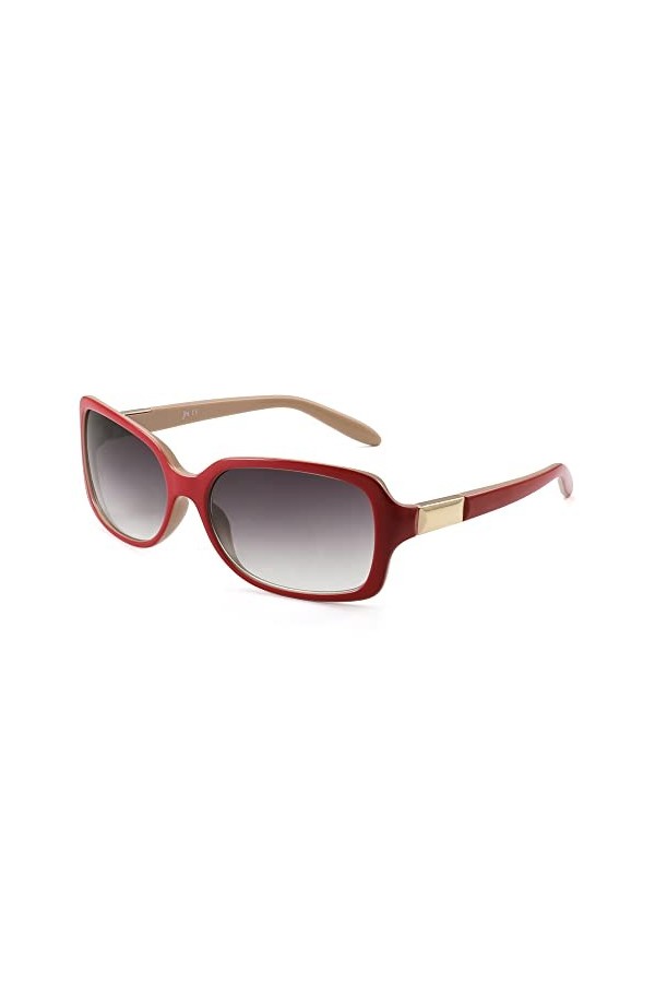 JM Lunettes de Soleil Enveloppantes Classiques Lunettes de Soleil à Gradient de Mode Rectangulaires pour Femmes Rouge