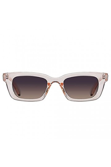 H HELMUT JUST Lunette de Soleil pour Femme Rectangulaire Petit Verres Polarisées Transparent Marron Clair Anti-éblouissement 