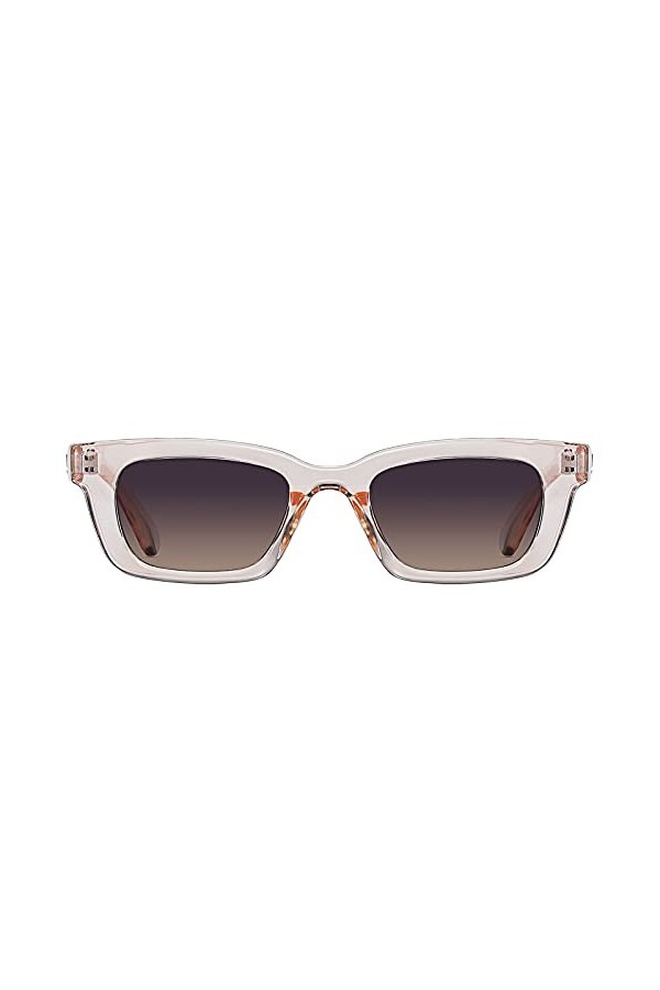 H HELMUT JUST Lunette de Soleil pour Femme Rectangulaire Petit Verres Polarisées Transparent Marron Clair Anti-éblouissement 