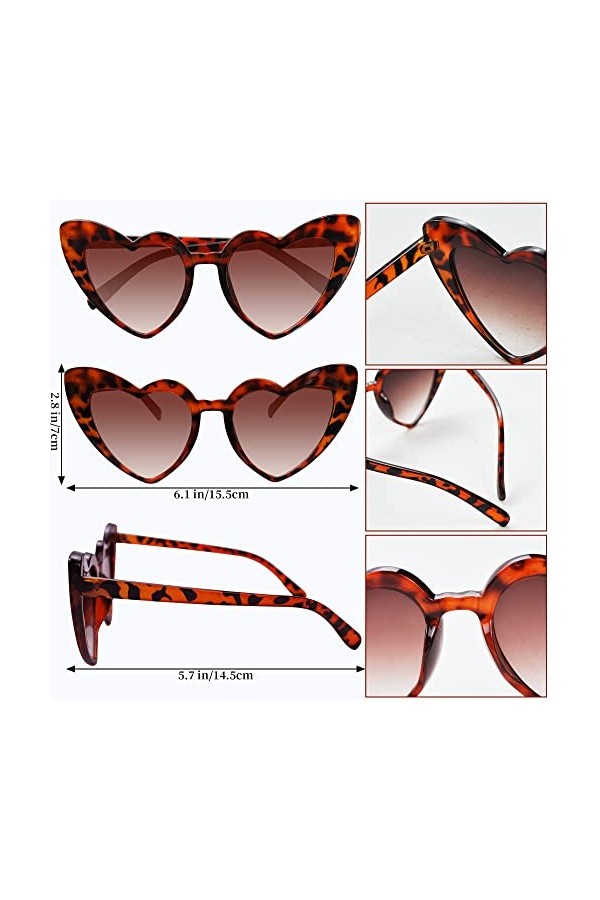 beifon Lunette de Soleil Coeur Pêche Lunettes de Soleil Coeur Lunettes Mode pour Femmes Hommes Enfants Fournitures de Fête Ca