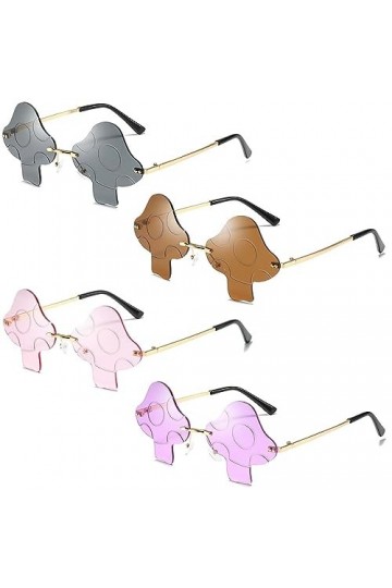 4 Pièces Lunettes de Soleil en Forme de Champignon Lunettes de Soleil Sans Bordure Lunettes de Soleil de Forme Irrégulière Lu