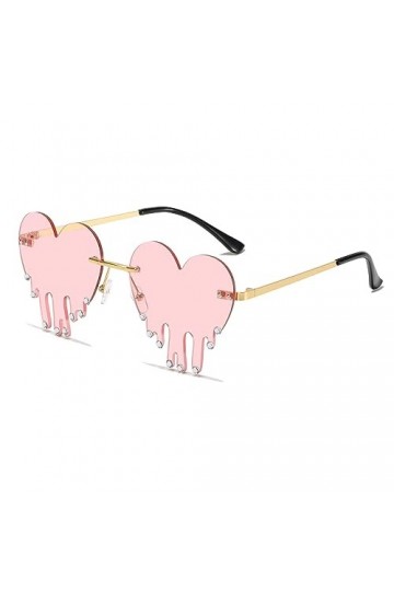 YAMEIZE Lunettes de Soleil Coeur Sans Monture pour Femmes-Vintage Rétro Funky En Strass de Couleur Diamant Rave du Festival L