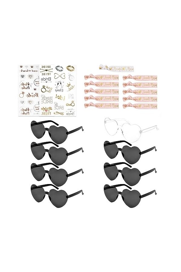 PlsMupn 8 Paires Lunettes en Forme de Coeur,Hippie Lunettes Fête en Coeur,Drôle de Lunettes de Soleil de Fête,Lunettes de Sol