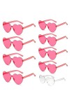 Sporgo Bride Lot de 9 lunettes de soleil en forme de cœur, 1 mariée + 8 lunettes de soleil sans monture pour enterrement de v