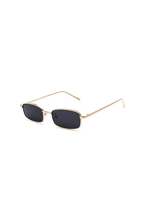 Bmeigo Lunettes de soleil Femme Vintage Rétro Rectangulaire Métal lunettes Unisex Mode UV400 Ultra léger