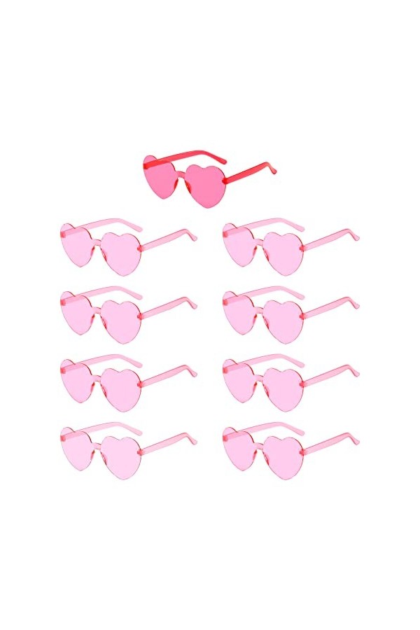 Sporgo Lot de 9 paires de lunettes de soleil pour mariée - En forme de cœur - 1 mariée + 8 équipes - Lunettes de soleil sans 