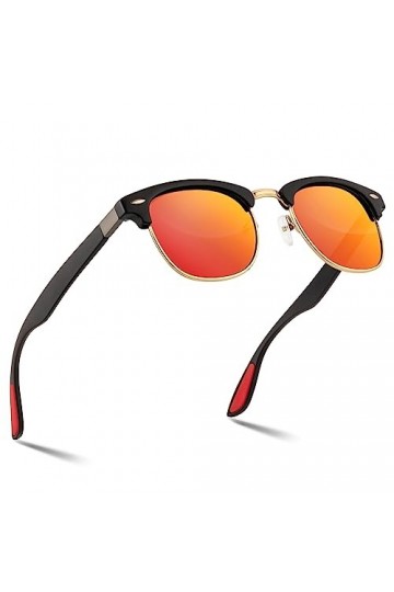 TEUEN Lunettes de Soleil Polarisées Pour Hommes et femmes, UV400 Unisexe Style Lunettes Ultralégères Classique Retro Semi-san
