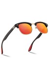 TEUEN Lunettes de Soleil Polarisées Pour Hommes et femmes, UV400 Unisexe Style Lunettes Ultralégères Classique Retro Semi-san