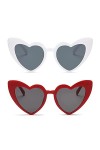 WanderGo Lot de 2 paires de lunettes de soleil en forme de cœur pour femme Protection UV400 Lunettes rétro en forme de cœur p