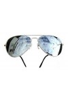PURECITY© - Lunettes de soleil Aviateur - Monture argent - Verre effet miroir - Fashion Tendance