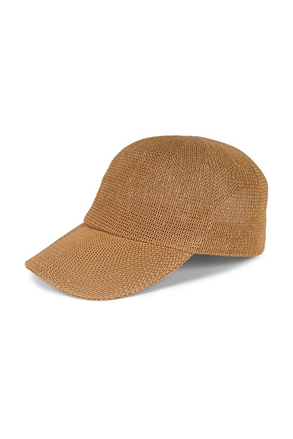 styleBREAKER 04023090 Casquette de baseball unisexe en paille de papier uni, aérée, boucle en métal réglable, camel, taille u
