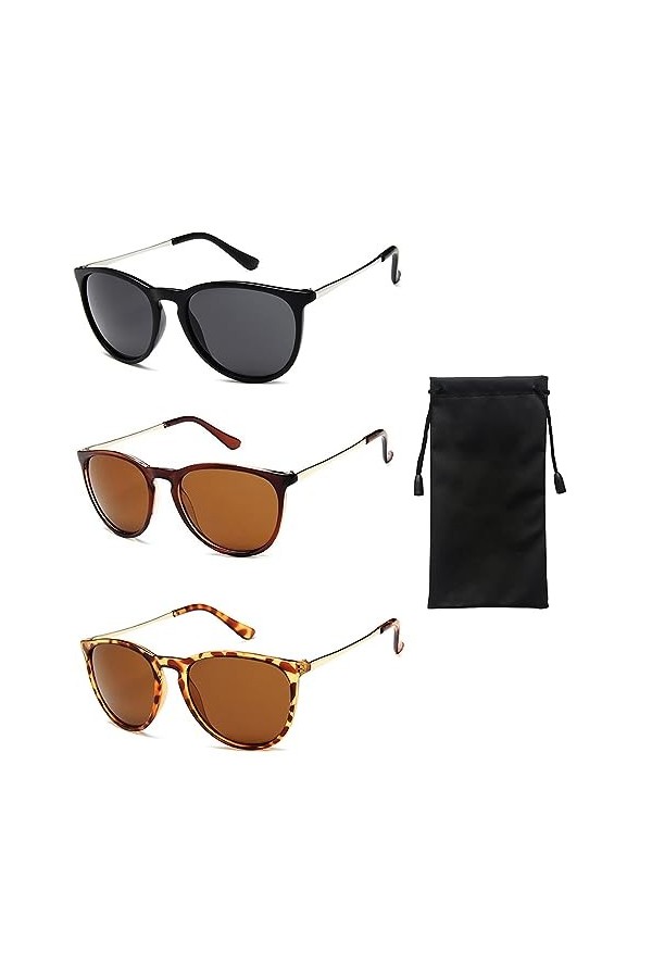 XWCHASA 3PCS Femmes Surdimensionné Oeil de Chat Lunettes de Classique Retro Designer Style Ladies Lunettes de Soleil Soleil P