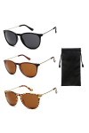 XWCHASA 3PCS Femmes Surdimensionné Oeil de Chat Lunettes de Classique Retro Designer Style Ladies Lunettes de Soleil Soleil P