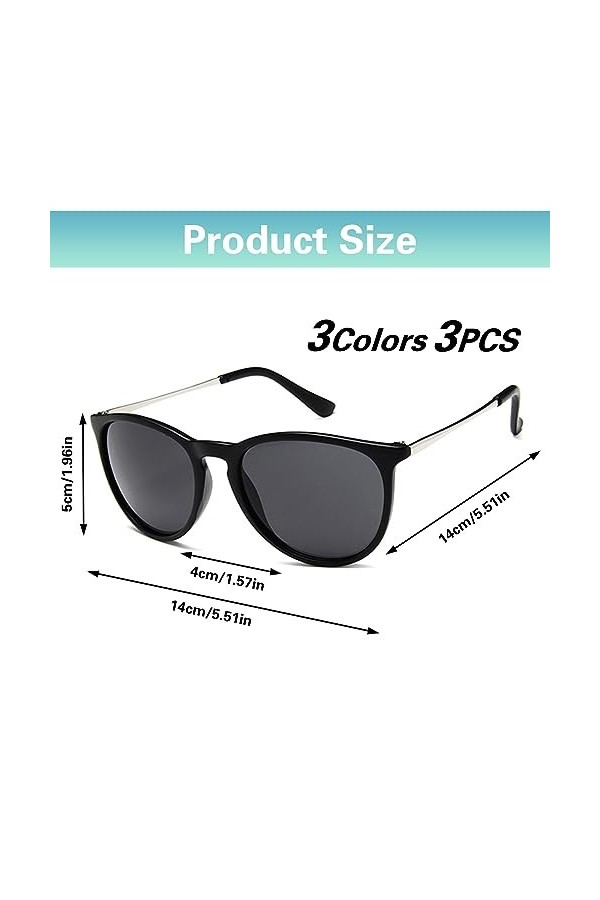 XWCHASA 3PCS Femmes Surdimensionné Oeil de Chat Lunettes de Classique Retro Designer Style Ladies Lunettes de Soleil Soleil P