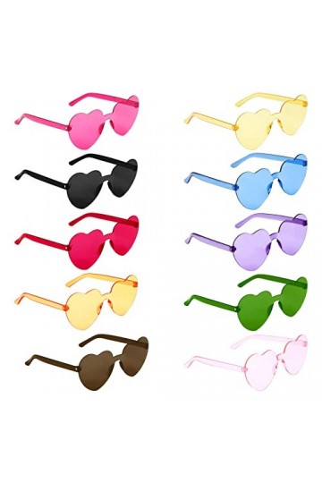 LUTER 10pcs Lunettes de Soleil Sans Monture, Lunettes de Soleil Coeur Lunettes de Soleil Marron Foncé Lunettes de Soleil Rétr