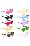 LUTER 10pcs Lunettes de Soleil Sans Monture, Lunettes de Soleil Coeur Lunettes de Soleil Marron Foncé Lunettes de Soleil Rétr