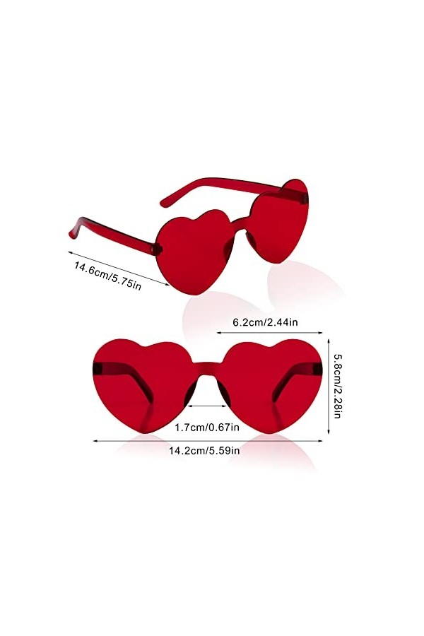 LUTER 10pcs Lunettes de Soleil Sans Monture, Lunettes de Soleil Coeur Lunettes de Soleil Marron Foncé Lunettes de Soleil Rétr