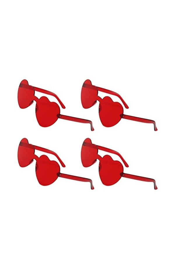 4 Pièces Lunettes En Forme De Coeur Anniversaire Lunettes De Soleil Flamme Sans Monture Lunettes Dété Sans Monture Lunettes 