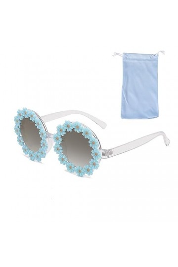 OSUWLSI Lunettes soleil marguerite mignonnes lunettes soleil florales rondes UV400 lunettes soleil unisexes lunettes fête ron