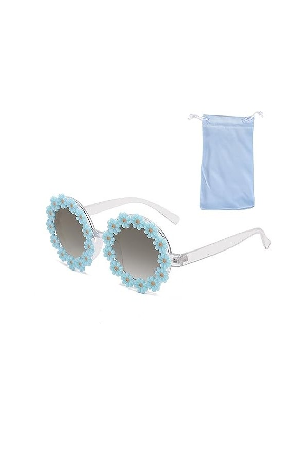 OSUWLSI Lunettes soleil marguerite mignonnes lunettes soleil florales rondes UV400 lunettes soleil unisexes lunettes fête ron