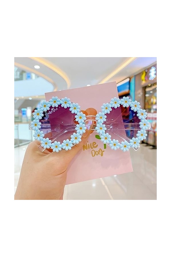 OSUWLSI Lunettes soleil marguerite mignonnes lunettes soleil florales rondes UV400 lunettes soleil unisexes lunettes fête ron