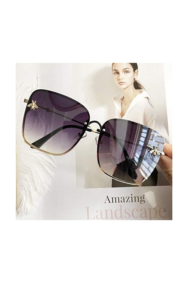 LAMAMAG Lunettes de soleil Lunettes de Soleil Bee Femmes Hommes Cadre Métal Rétro Lunettes de Soleil surdimensionnées Femme G