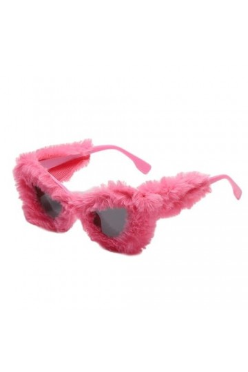 harayaa Lunettes de soleil en œil de chat, lunettes de soleil Punk pour femmes, lunettes de en peluche floues pour Festival d