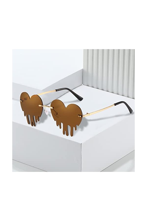 Dorjuli Lunettes de soleil polarisées rétro classiques avec miroir - Lunettes de soleil sans monture - Style hippie - Lunette